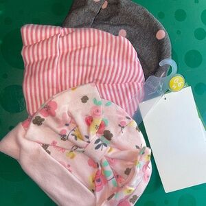 Pink and Gray Baby Hat Set